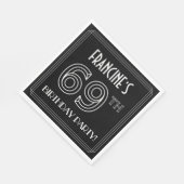 69th Birthday Party:アールデコスタイル+名前をカスタムする スタンダードランチョンナプキン (角)