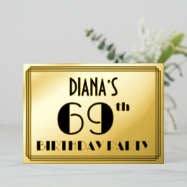 69th Birthday Party —アールデコルック「69」 +名前 箔招待状