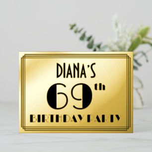 69th Birthday Party —アールデコルック「69」 +名前 箔招待状