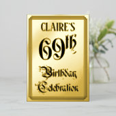 69th Birthday Party – スクリプエレガントト+名前をカスタムする 箔招待状 (立ち正面)