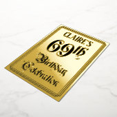 69th Birthday Party – スクリプエレガントト+名前をカスタムする 箔招待状 (回転した状態)