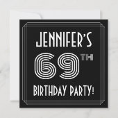 69th Birthday Party: Art Deco Style w/ Custom Name 招待状 (正面)