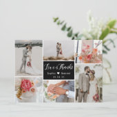 6 エレガントフォトコラージュ白黒結婚ズ サンキューカード (スタンド正面)