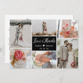 6 エレガントフォトコラージュ白黒結婚ズ サンキューカード (正面/裏面)