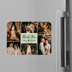 6 エレガントPhoto Collageの結婚Thank You Magnet マグネット