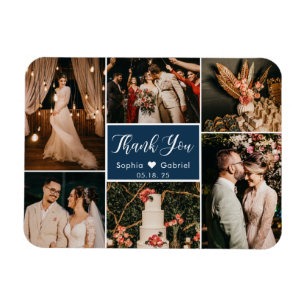 6 スタイリッシュPhoto Collageの結婚Thank You Magnet マグネット