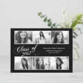 6 フォトスクリプト 卒業おめでとう 招待状 - ブラック (スタンド正面)