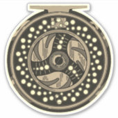 6"フライ釣りリールアート漁師漁師 シール (正面)