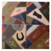 6"ラッキーホースシューズヴィンテージパッチワーク熱狂するキルト タイル (正面)