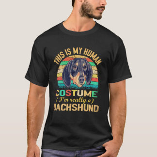 6 レトロ ヴィンテージ シルエット ダックスフント コスチューム Tシャツ
