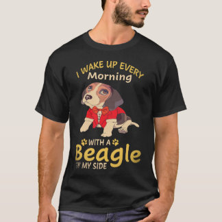 6 私の横には毎朝ビーグルがいます Tシャツ