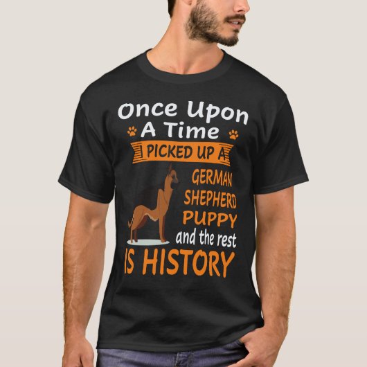 6 私は昔ジャーマンシェパードを拾いました P Tシャツ (正面)