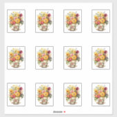 6 花のカップ シール (シート)