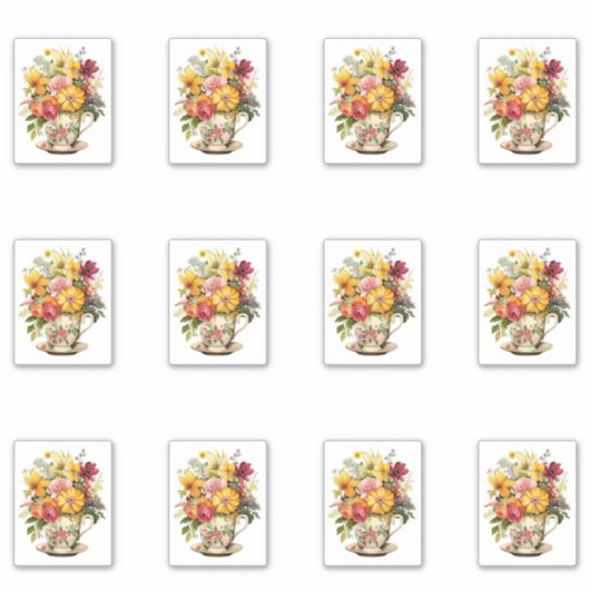 6 花のカップ シール (正面)