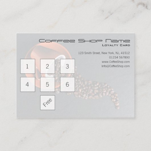 6 + 1枚の自由な一致の喫茶店のロイヤリティのスタンプカード ロイヤリティカード (裏面)