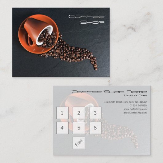 6 + 1枚の自由な一致の喫茶店のロイヤリティのスタンプカード ロイヤリティカード (正面/裏面)