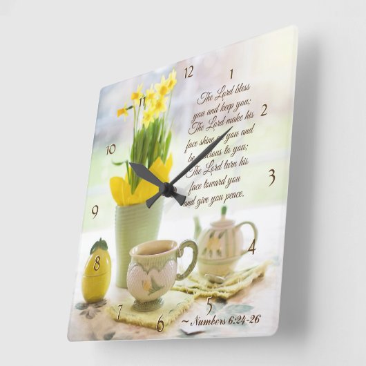 6:24-26賛美聖書の聖句を数える主よ スクエア壁時計 (傾斜)