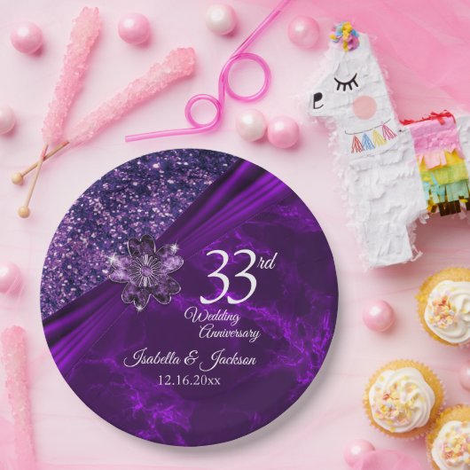 6/33/47アメジスト結婚記念日 ペーパープレート (パーティー)