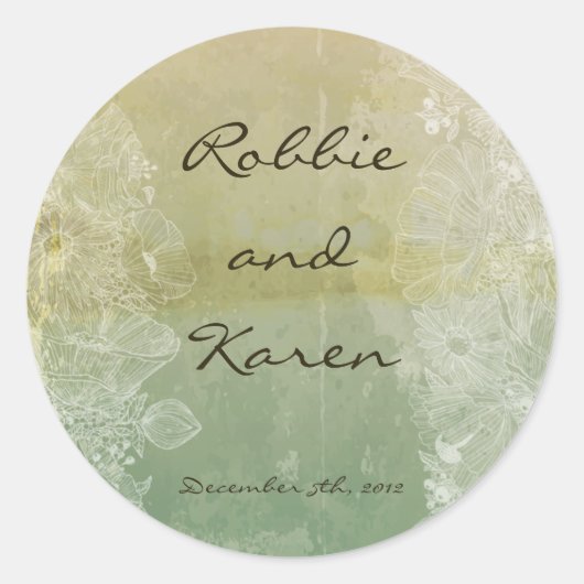 6 - 3"お気に入りシールヴィンテージフローラアンティーク ラウンドシール (正面)