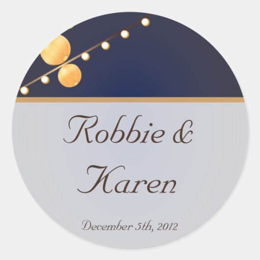 6 - 3"お気に入りスタンプモダン紙ランタンBlu ラウンドシール (正面)