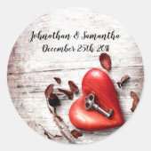 6 - 3"お気に入りスティッカー国の木材の鍵を聞く ラウンドシール (正面)