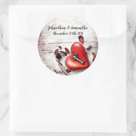 6 - 3"お気に入りスティッカー国の木材の鍵を聞く ラウンドシール (バッグ)