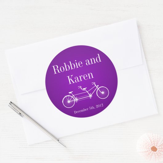 6 - 3"お気に入りステッカーお洒落パープルダブルバイク ラウンドシール (封筒)