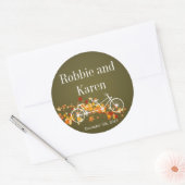 6 - 3"お気に入りステッカーお洒落ブラウンダブルバイク ラウンドシール (封筒)