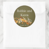 6 - 3"お気に入りステッカーお洒落ブラウンダブルバイク ラウンドシール (バッグ)