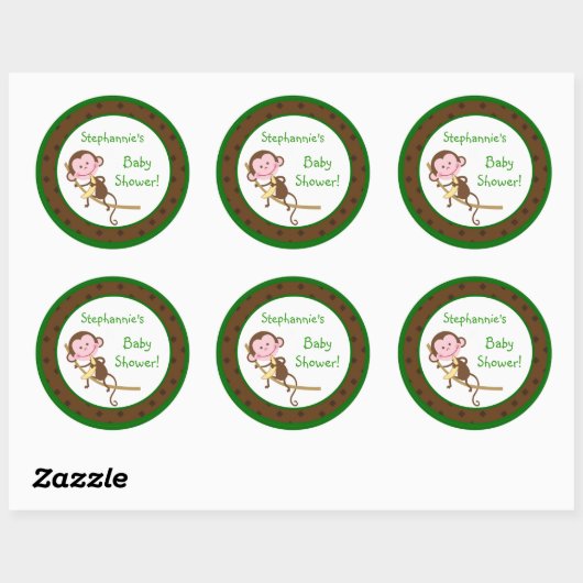 6 - 3"お気に入りステッカー猿スウィングジャングルサファリ ラウンドシール (シート)