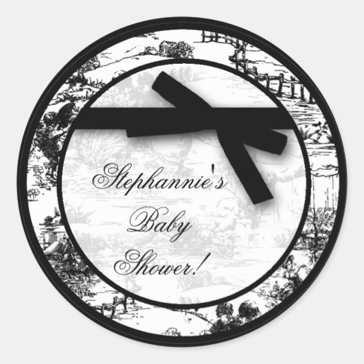 6 - 3"お気に入りステッカー白黒トイルファブリック ラウンドシール (正面)