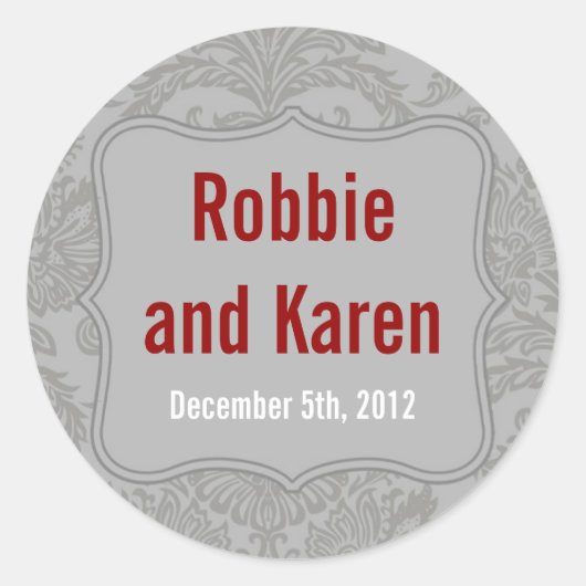 6 - 3"スティッカーグレーモダンダマスクレースプリン ラウンドシール (正面)