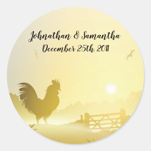 6 - 3"スティッカーサニーモーニングファームカントリーのお気に入り ラウンドシール (正面)