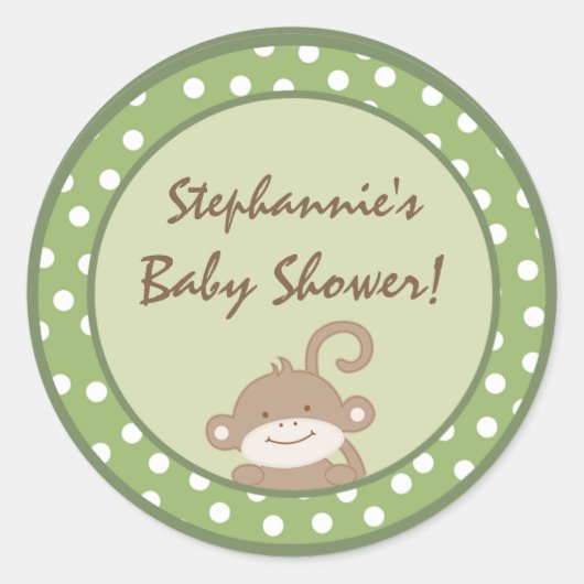 6 - 3"スティッカーサファリジャングルモンキーグリーン ラウンドシール (正面)