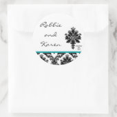 6 - 3"スティッカーズブラックティール(緑がかった色)ダマスクレース ラウンドシール (バッグ)