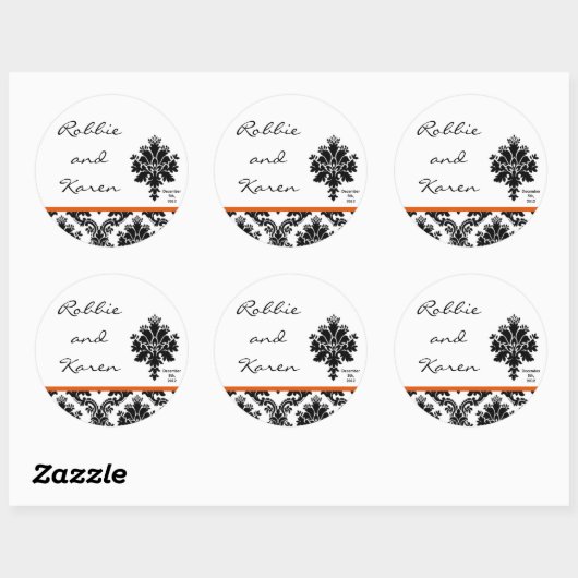 6 - 3"スティッカーブラックオレンジダマスクレース ラウンドシール (シート)