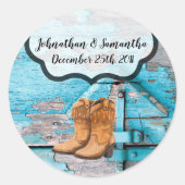 6 - 3"スティッカーブルーウッドバーンドアブーツをお願い ラウンドシール (正面)