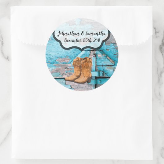 6 - 3"スティッカーブルーウッドバーンドアブーツをお願い ラウンドシール (バッグ)