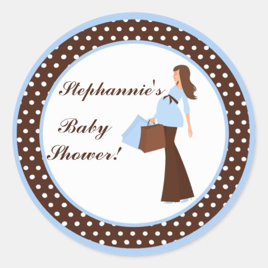 6 - 3"スティッカーブルーママモダン水玉模様に賛成 ラウンドシール (正面)