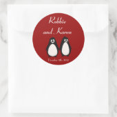 6 - 3"スティッカーペンギン愛カップルの運命の人に好意 ラウンドシール (バッグ)