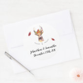 6 - 3"スティッカー好き鹿バック頭Brownin ラウンドシール (封筒)