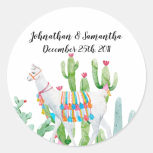 6 - 3"スティッカーBoho Llama Bohemian Cacti D ラウンドシール