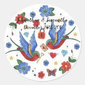 6 - 3"バードタトゥースパー伝統的のスティッカーに賛成 ラウンドシール (正面)