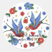 6 - 3"バードタトゥースパー伝統的のスティッカーに賛成 ラウンドシール (正面)