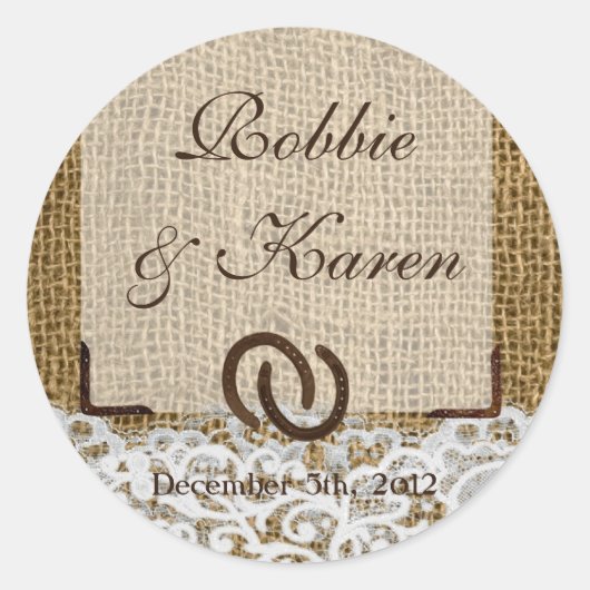 6 - 3"バーラップレースのスティッカーホースシューズをお気に入り ラウンドシール (正面)