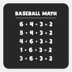 6 4 3 2野球の数学-かわいい遊ソフトボールの試合 スクエアシール