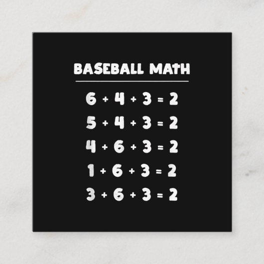 6 4 3 2野球の数学-かわいい遊ソフトボールの試合 スクエア名刺 (正面)