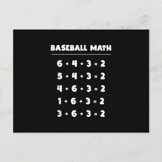 6 4 3 2 野球の数学 - かわいいソフトボールゲーム ポストカード (正面)