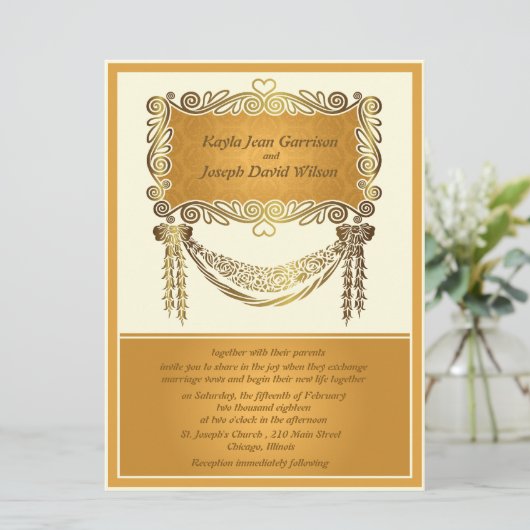 6.5 x 8.75インチヴィンテージウェディング招待状 招待状 (スタンド正面)