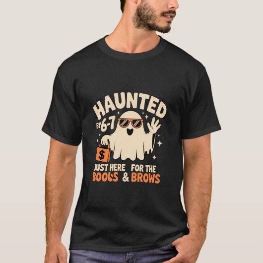 6-7の面白い幽霊のハロウィンデザインに悩まされる Tシャツ (正面)